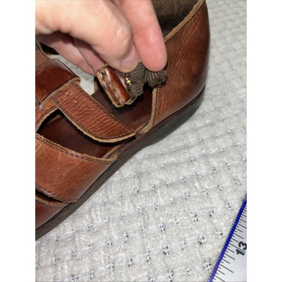 Cole Haan 8 M Fisherman Closed Toe Brown Leather Sandals Buckle Shoe - Picture 3 of 7